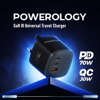 Powerology 70W GaN III Universal Travel Charger