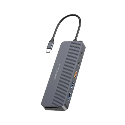 Powerology محور USB-C متعدد المنافذ 12 في 1 - رمادي