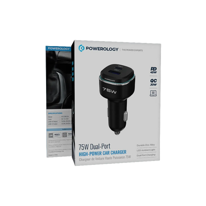 Powerology 75W Dual-Port High-Power Car Charger