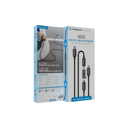 Powerology Argos Dual USB-C Cables with Connector - Grey