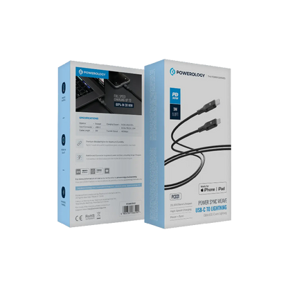 Powerology Power Sync Weave PD 30W USB-C to Lightning 3m Cable
