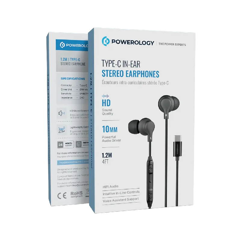 Powerology Type-C In-Ear Stereo Earphones