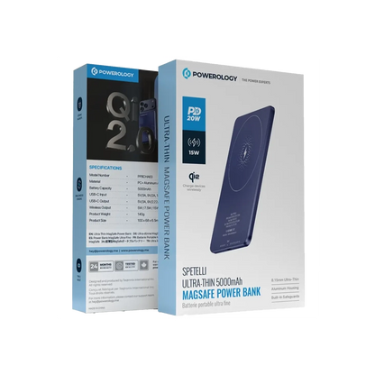 Powerology Ultra-Thin 5000mAh MagSafe Power Bank Blue
