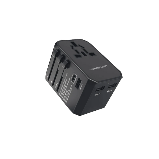 Powerology Universal Multi-Port Travel Charger - Black