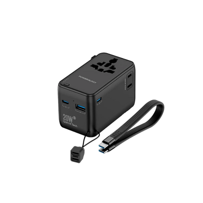 Powerology 2500W Universal Travel Adapter with 4000mAh Power Bank - Black