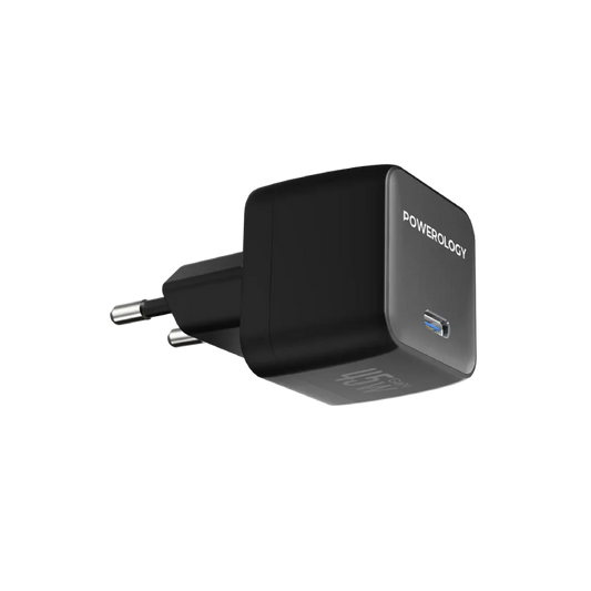 Powerology 35W Single Port Type-C GaN Charger with EU Plug - Black