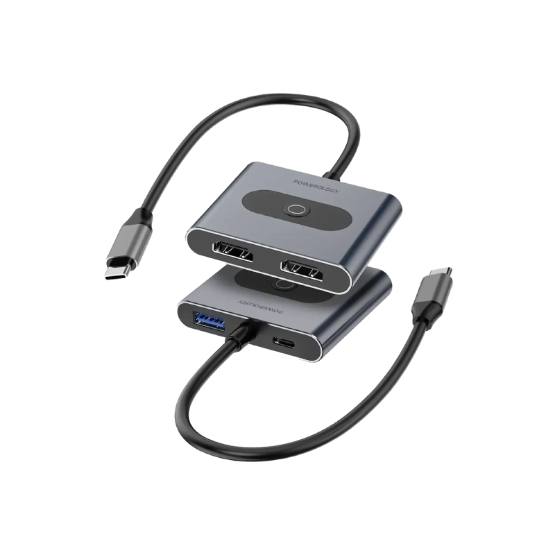 باورولوجي موزع USB-C متعدد الوظائف 4 في 1 - رمادي
