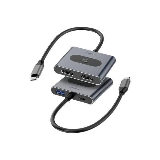 باورولوجي موزع USB-C متعدد الوظائف 4 في 1 - رمادي