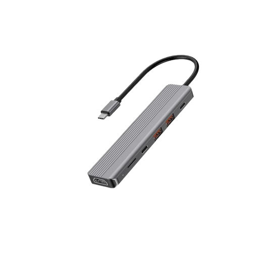 Powerology 6-in-1 Slim 4K HDMI USB-C Hub