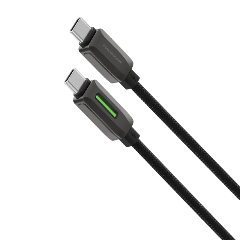 Powerology 60W Braided USB-C to USB-C Cable - Black