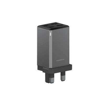 Powerology 65W GaN UK Plug Travel Adapter - Grey