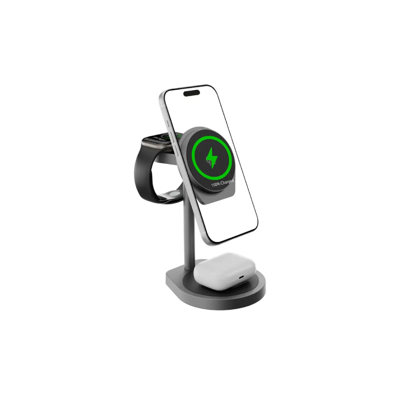 Powerology Eifel (3-In-1 )Wireless Charger / Gray