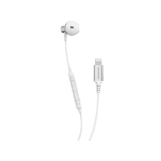 Powerology Lightning Mono Earphone for iPhone and iPad - White