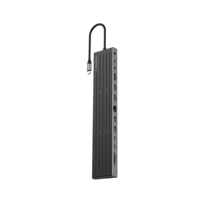Powerology Nexis 13-in-1 Multi-Display USB-C Hub & Laptop Stand - Black