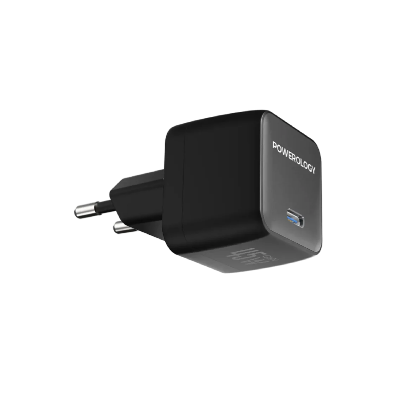 Powerology QX 45W Pocket-Sized GaN Adapter - Black
