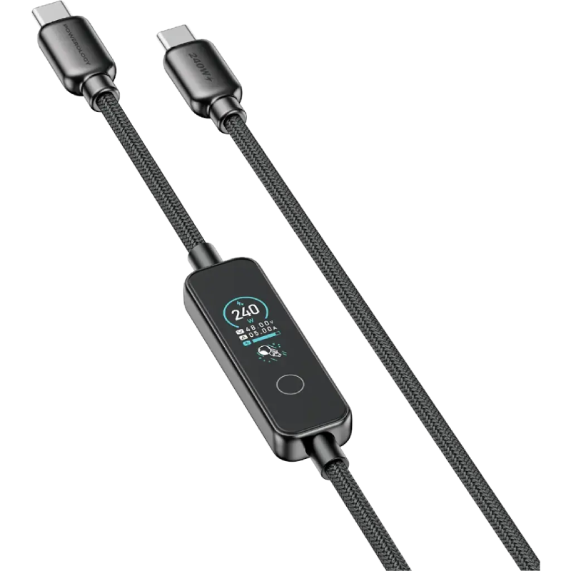 كابل باورولوجي TFT شحن سريع 240 واط USB-C - أسود