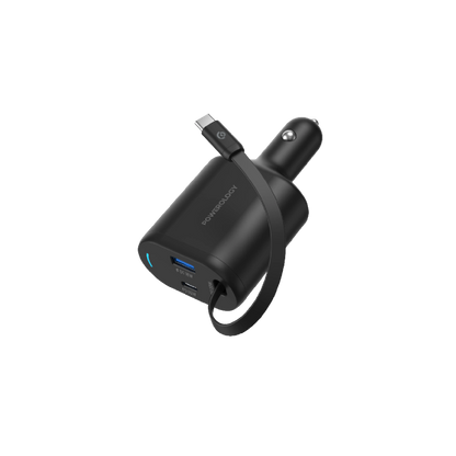 Powerology Type-C Retractable Car Charger 115W - Black