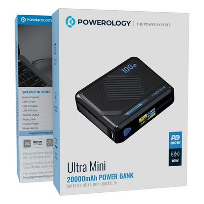Powerology Ultra Mini 20000mAh Power Bank - Black