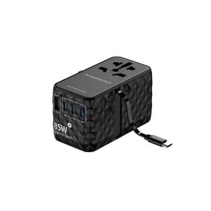 Powerology Universal GaN 85W Super Charger Retractable Type-C Cable