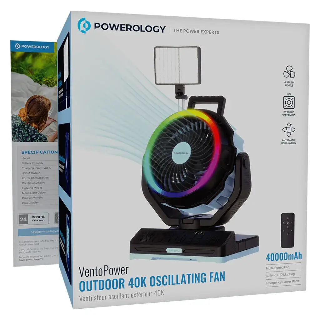 مروحة Powerology VentoPower الخارجية المتذبذبة 40 ألف - أزرق/أسود