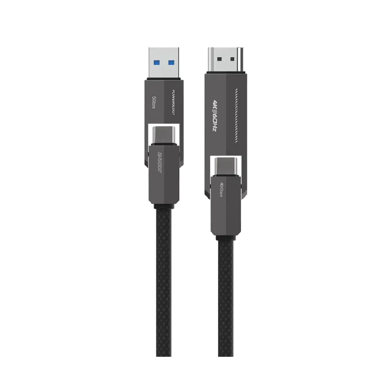 Powerology Vion 4-In-1 Charging & Data Transfer Cable - Black