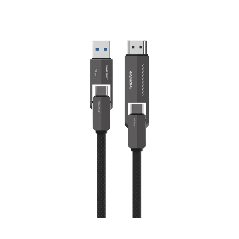 Powerology Vion 4-In-1 Charging & Data Transfer Cable - Black
