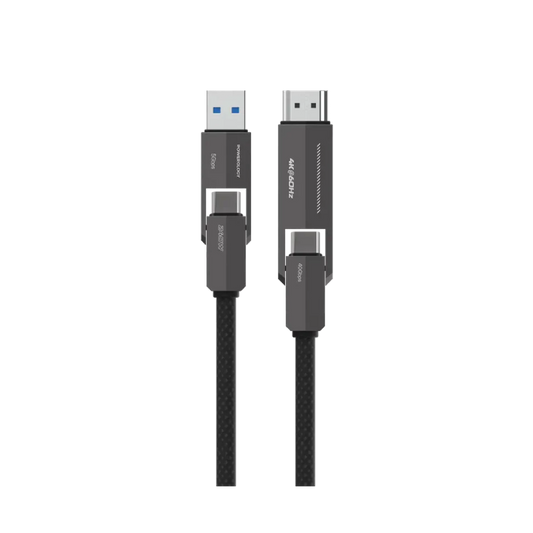Powerology Vion 4-In-1 Charging & Data Transfer Cable - Black