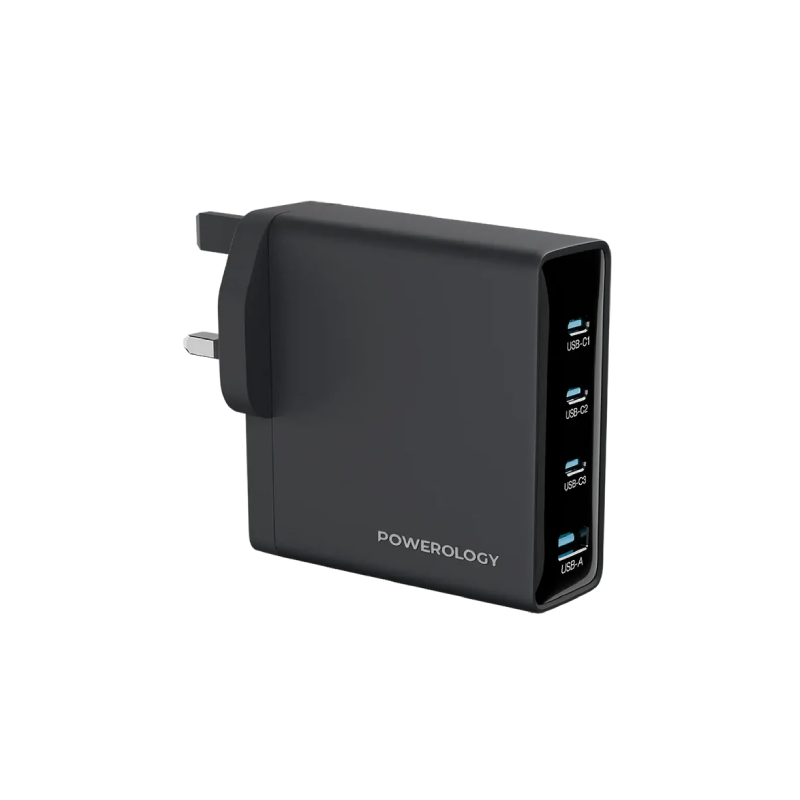 Powerology Volt-X 140W Multi-Port Gan Adapter - Black