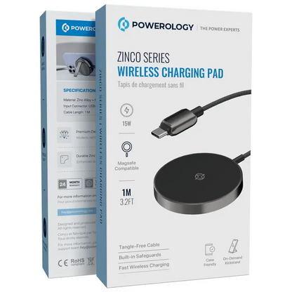 Powerology Zinco Series Wireless Charging Pad - Dark Gray