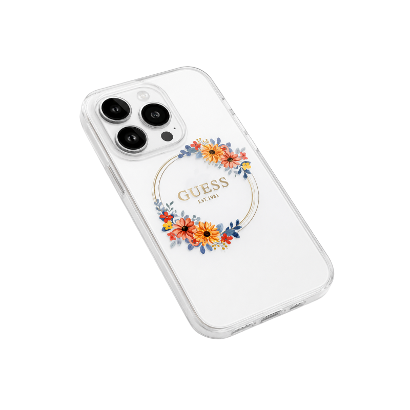 The Guess Floral MagSafe Case for iPhone 17 Pro