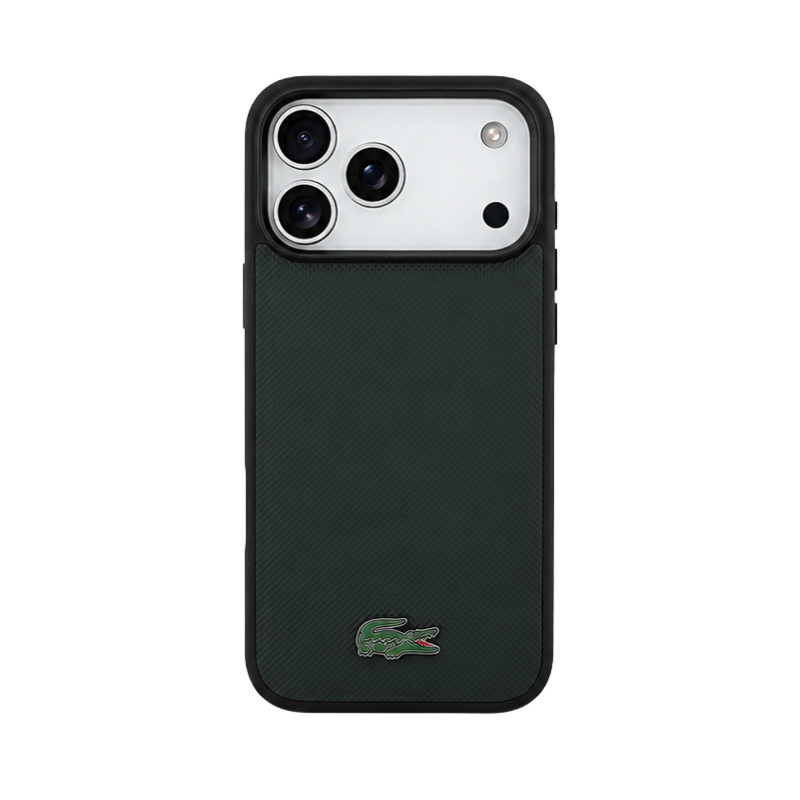 LACOSTE DARK GREEN TEXTURED PHONE CASE
