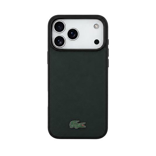 LACOSTE DARK GREEN TEXTURED PHONE CASE