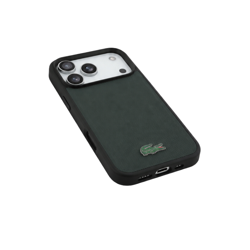 LACOSTE DARK GREEN TEXTURED PHONE CASE