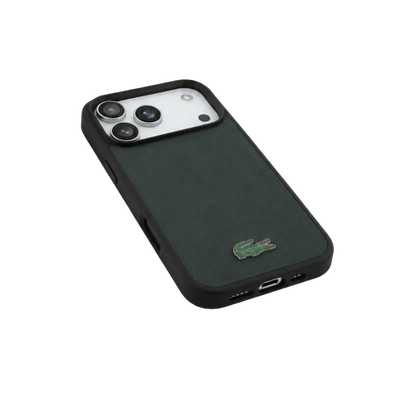 LACOSTE DARK GREEN TEXTURED PHONE CASE