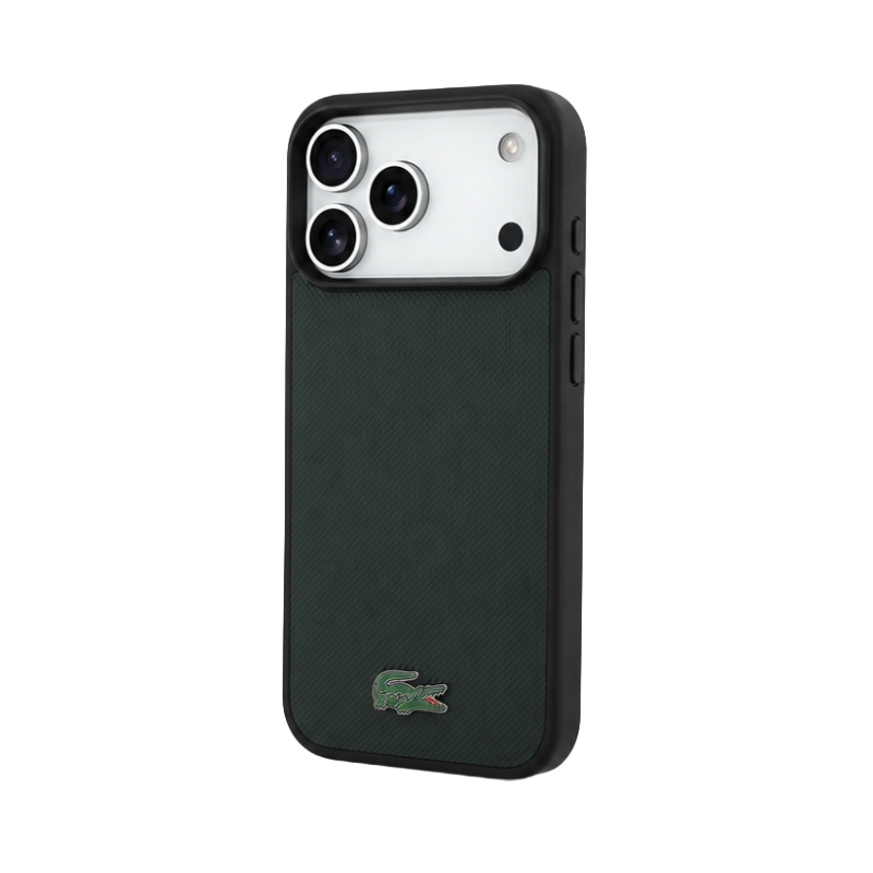 LACOSTE DARK GREEN TEXTURED PHONE CASE