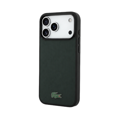 LACOSTE DARK GREEN TEXTURED PHONE CASE