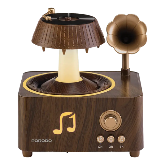 Porodo Lifestyle Concord Vintage Aroma Diffuser & Speaker with Colorful Lighting - Brown
