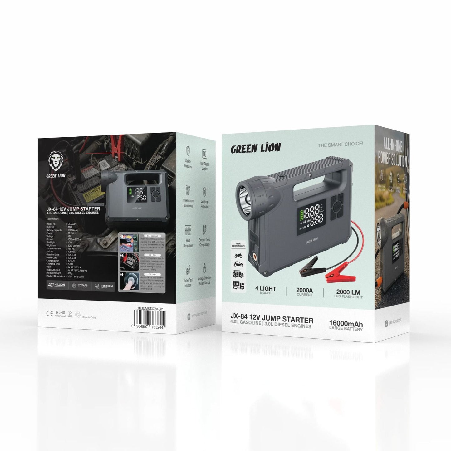 Green Lion JX-84 12V Jump Starter  - Grey