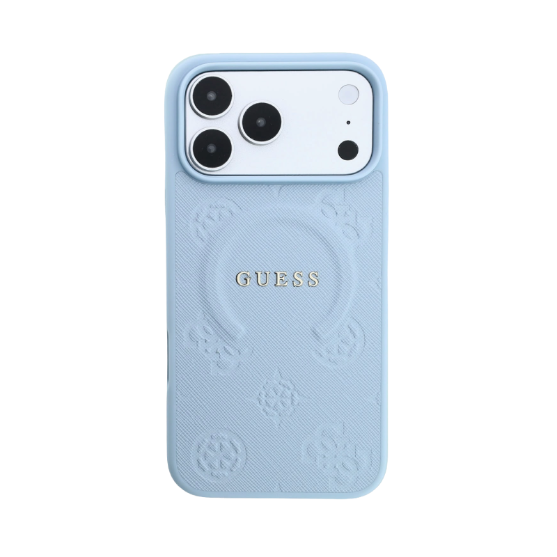 stylish GUESS phone case features a soft pastel light