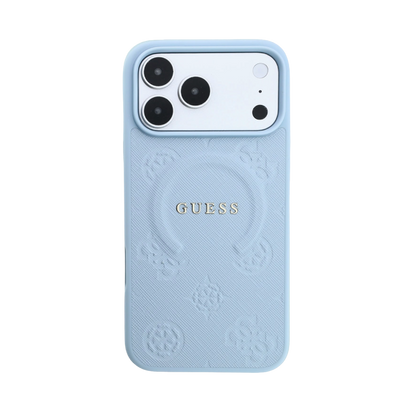 stylish GUESS phone case features a soft pastel light